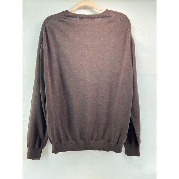 Perry Ellis men’s brown Y2K V-neck XXL 100% cotton sweater - Picture 6 of 9
